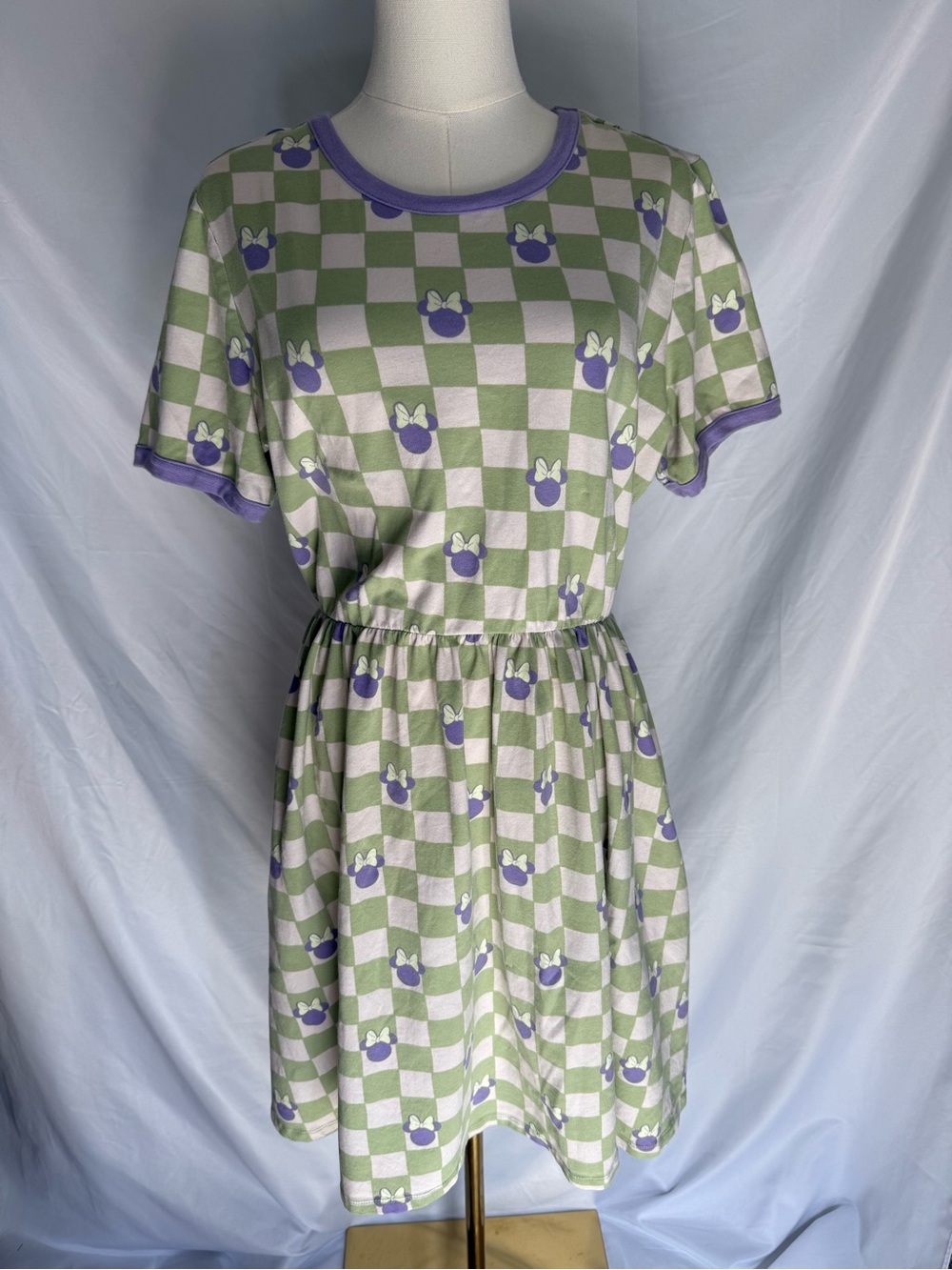Disney Her Universe Minnie Mouse Checkerboard Icon Fit & Flare Mini Dress XL - Picture 2 of 10